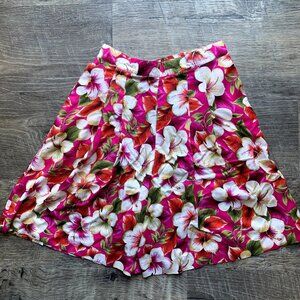 Vintage Leslie Fay Womens Shorts High Waist Tropical Hawaiian Lightweight Pink